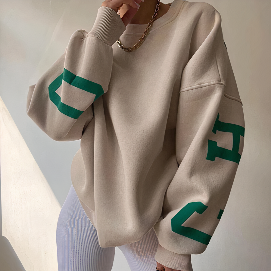Oriane Letter Print Crew Neck Sweatshirt