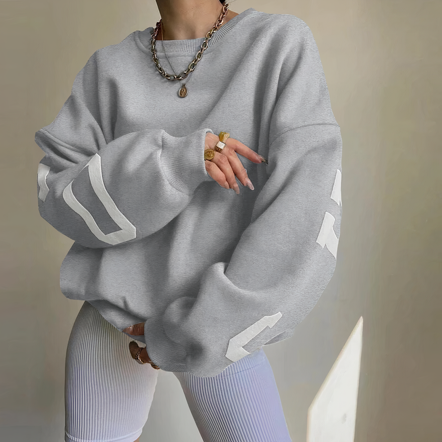 Oriane Letter Print Crew Neck Sweatshirt