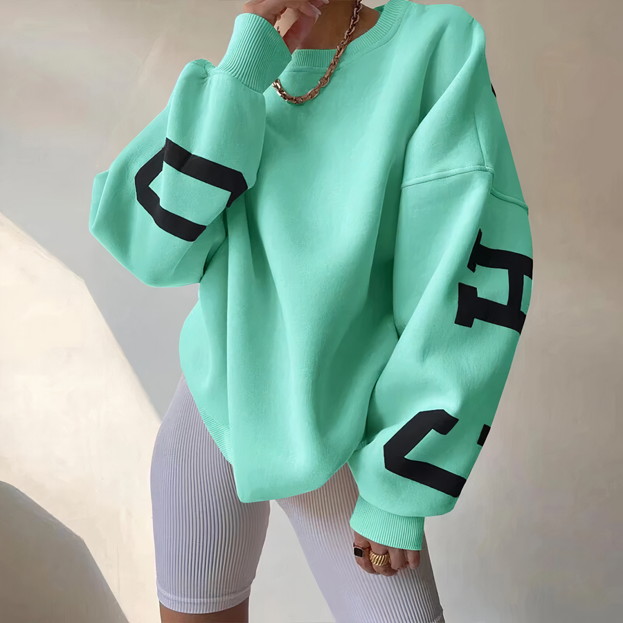 Oriane Letter Print Crew Neck Sweatshirt