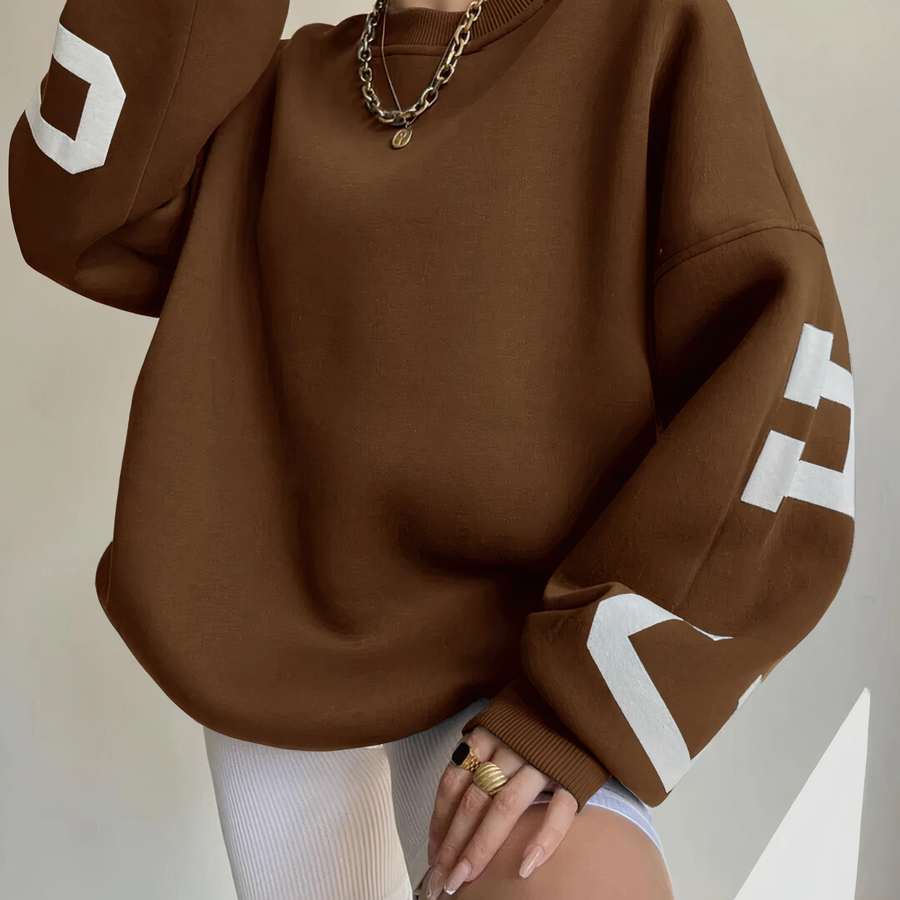 Oriane Letter Print Crew Neck Sweatshirt