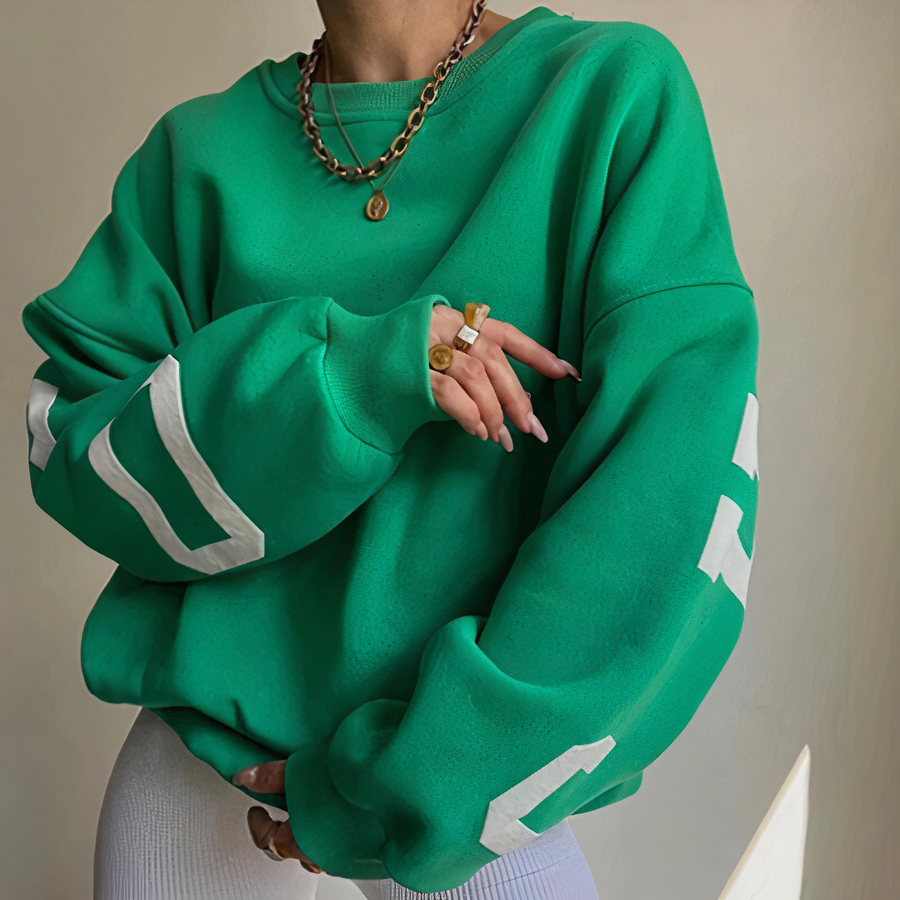 Oriane Letter Print Crew Neck Sweatshirt