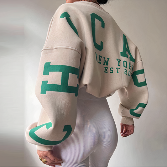 Oriane Letter Print Crew Neck Sweatshirt