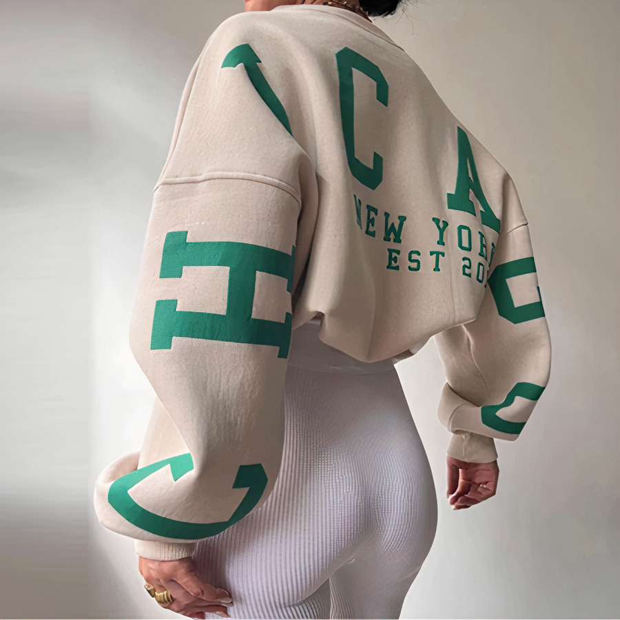 Oriane Letter Print Crew Neck Sweatshirt