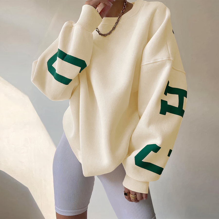 Oriane Letter Print Crew Neck Sweatshirt