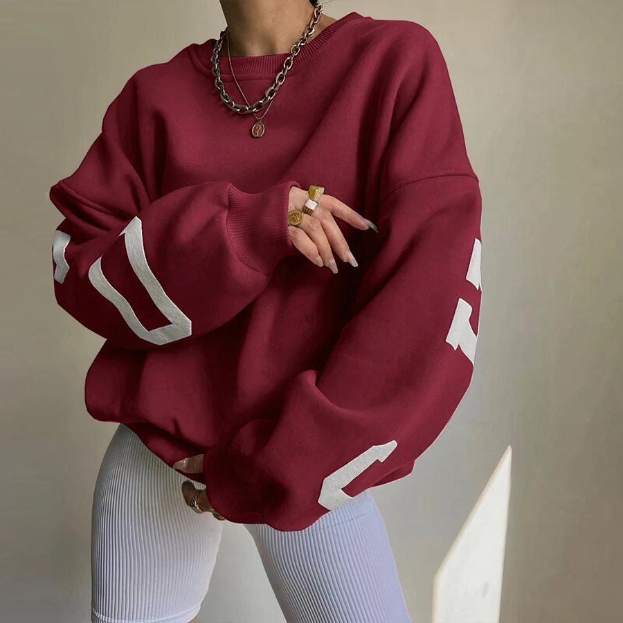 Oriane Letter Print Crew Neck Sweatshirt