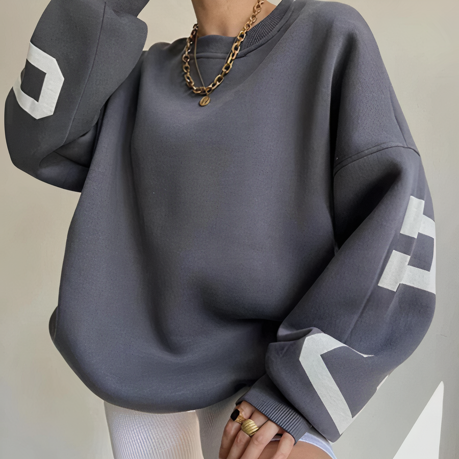 Oriane Letter Print Crew Neck Sweatshirt