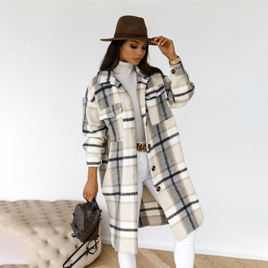Simone Oversized Plaid Long Shacket