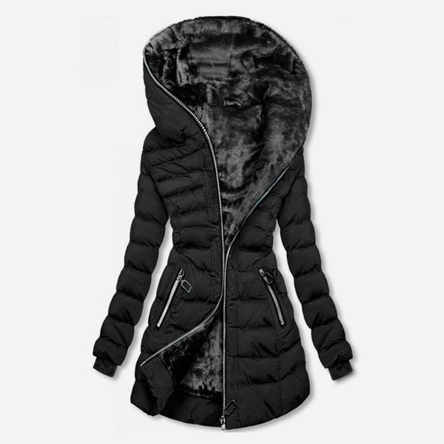Venna Fleece Lined Quilted Hooded Jacket