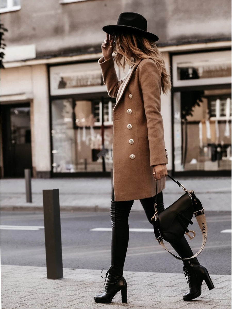 Juniper Double Breasted Lapel Long Coat