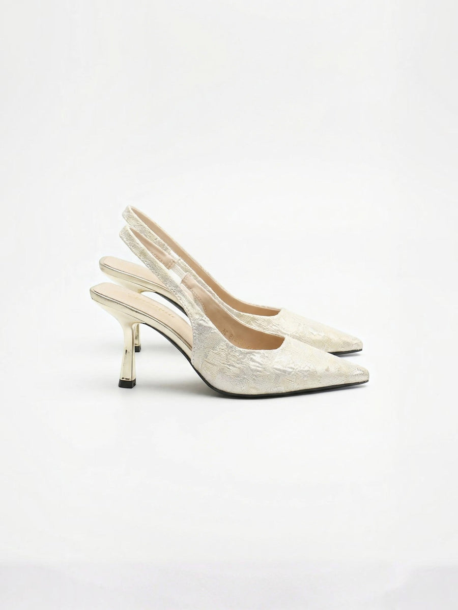 Rachel Floral Textured Metallic Heel Pumps