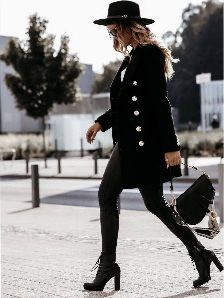 Juniper Double Breasted Lapel Long Coat