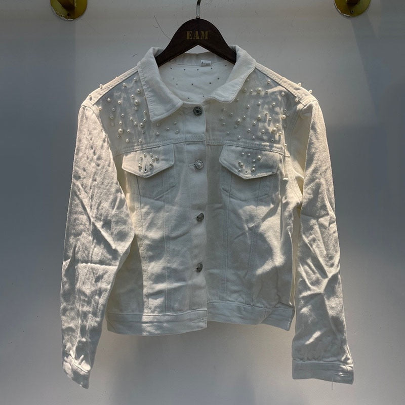 Tecla Pearl Embellished Denim Jacket