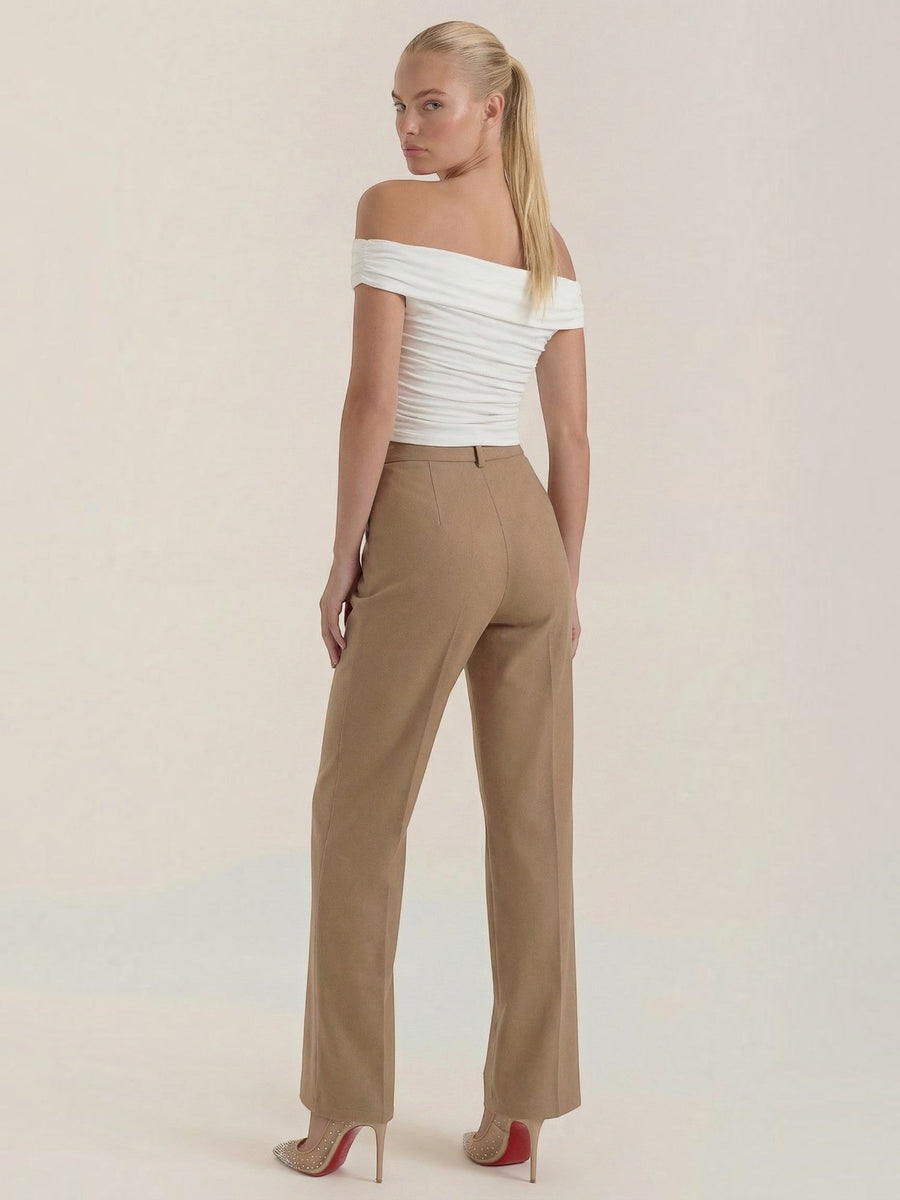 Maxine Buckle Detail Wide Leg Pants