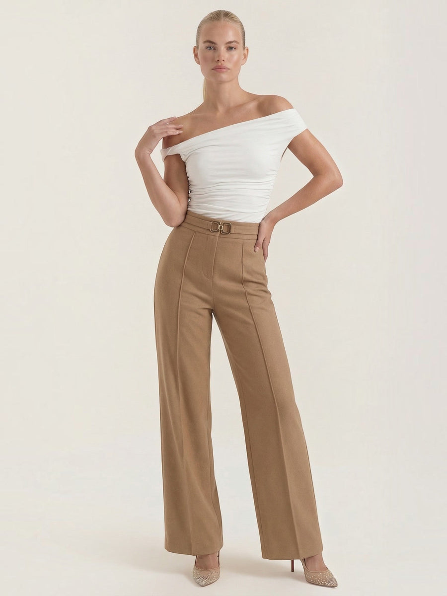 Maxine Buckle Detail Wide Leg Pants