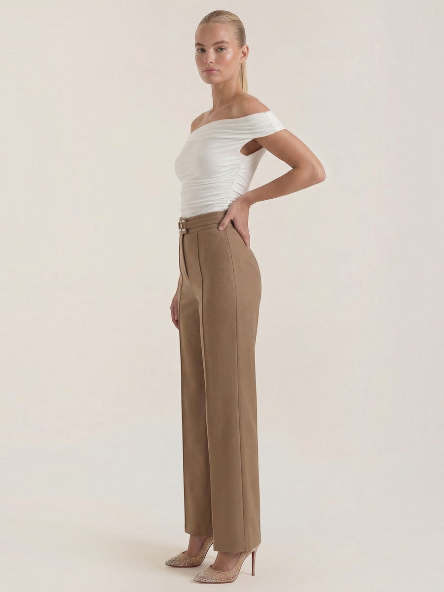 Maxine Buckle Detail Wide Leg Pants