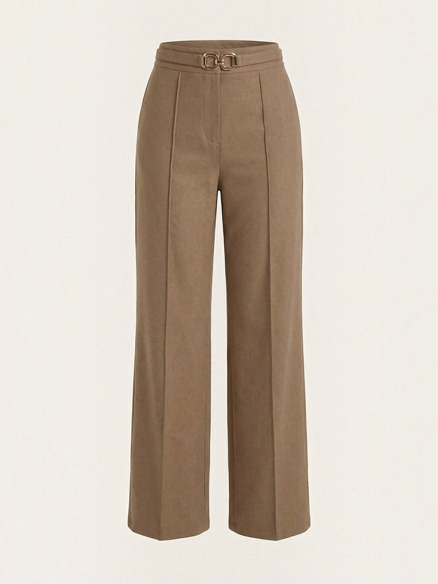 Maxine Buckle Detail Wide Leg Pants