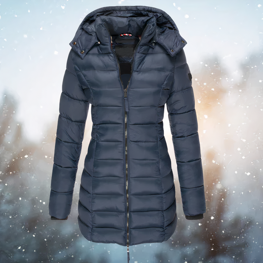 Celes Mid Length Hooded Parka with Faux Fur Trim