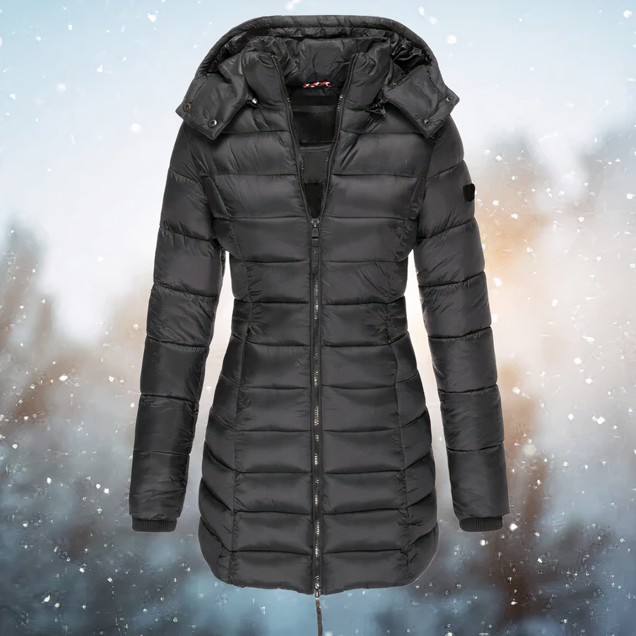 Celes Mid Length Hooded Parka with Faux Fur Trim