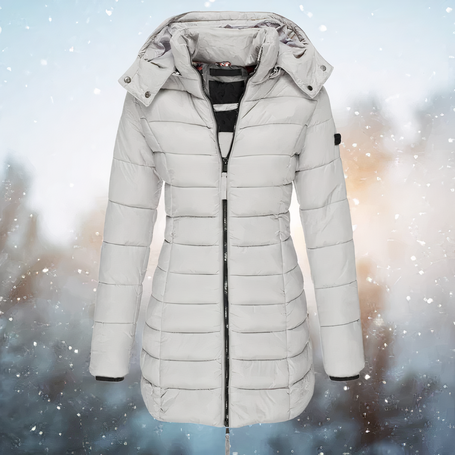 Celes Mid Length Hooded Parka with Faux Fur Trim