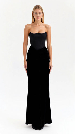 Luciana Black Strapless Maxi Dress