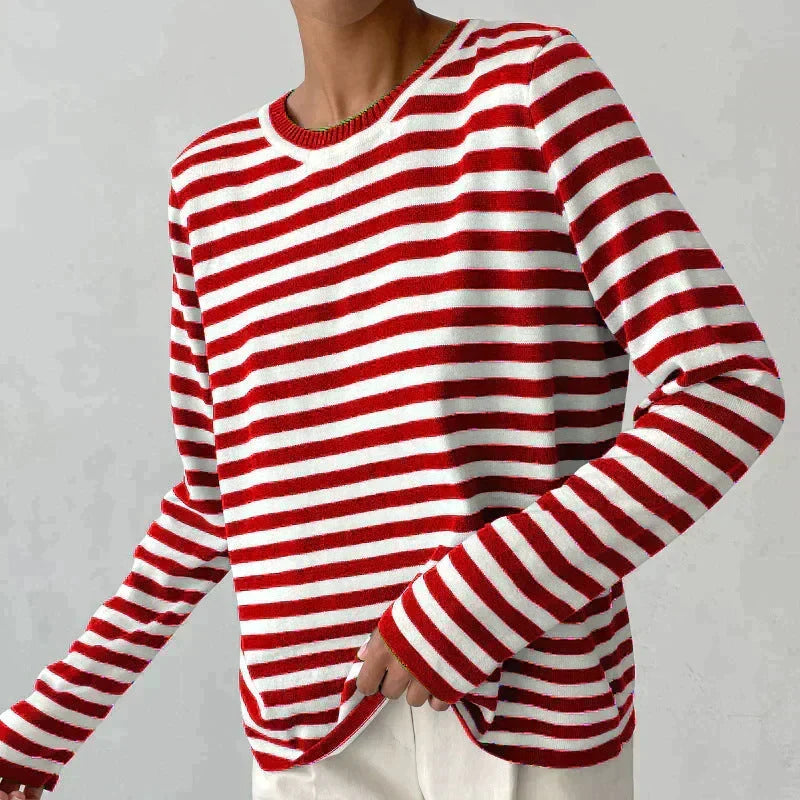 Adalie Striped Long Sleeve Crew Neck Top