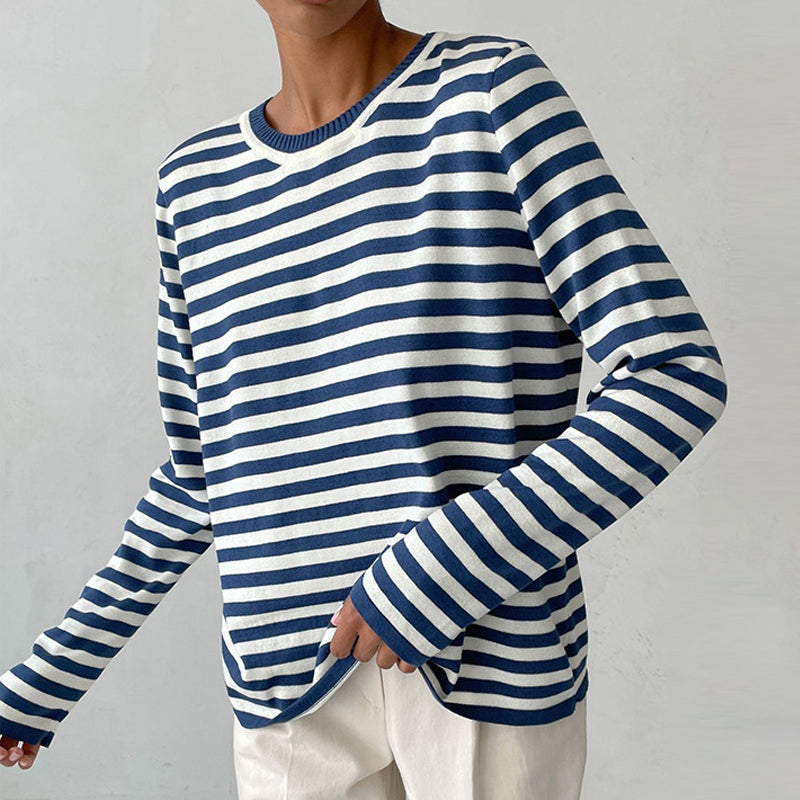 Adalie Striped Long Sleeve Crew Neck Top