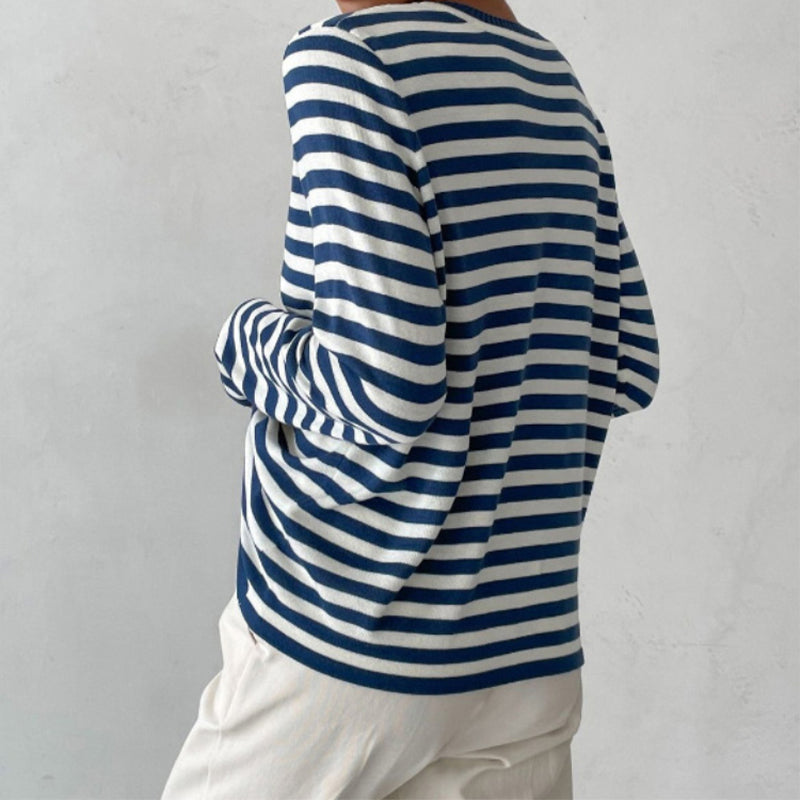 Adalie Striped Long Sleeve Crew Neck Top