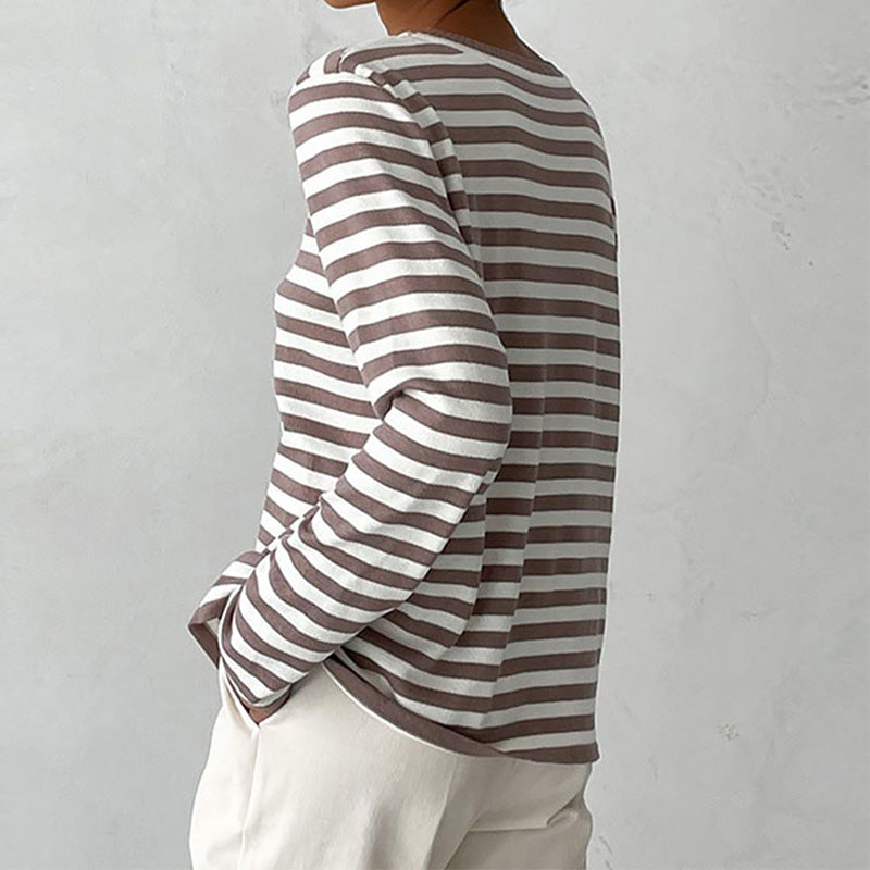 Adalie Striped Long Sleeve Crew Neck Top