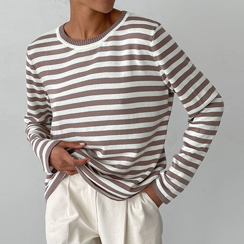 Adalie Striped Long Sleeve Crew Neck Top