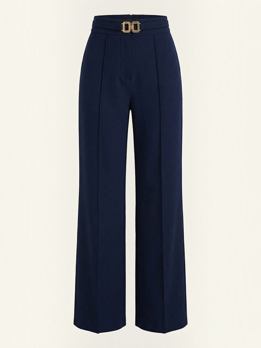 Maxine Buckle Detail Wide Leg Pants