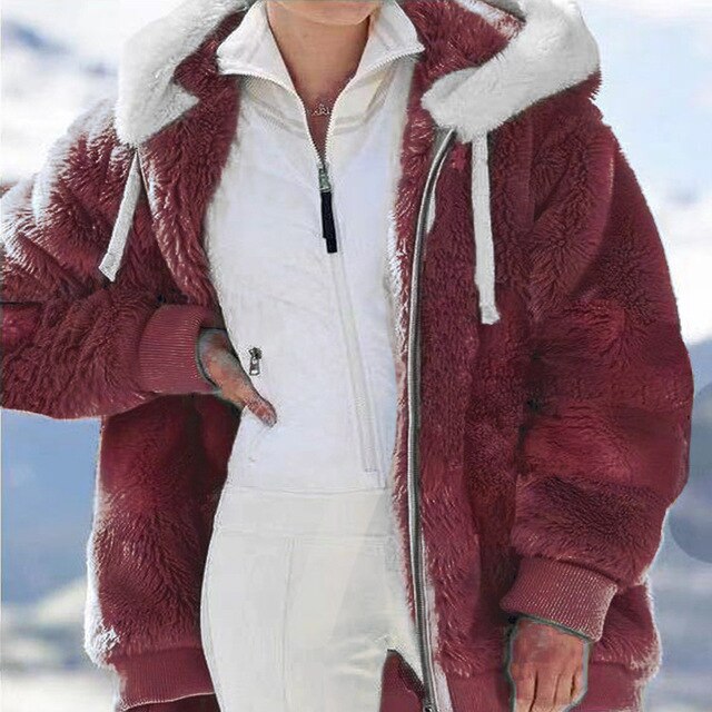Amalie Fluffy Hooded Zip Jacket