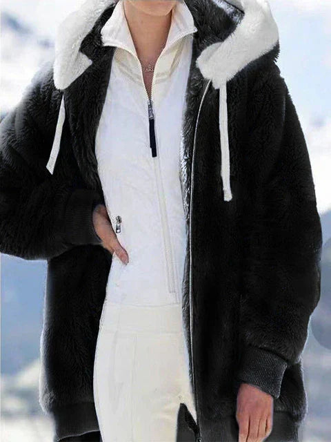 Amalie Fluffy Hooded Zip Jacket