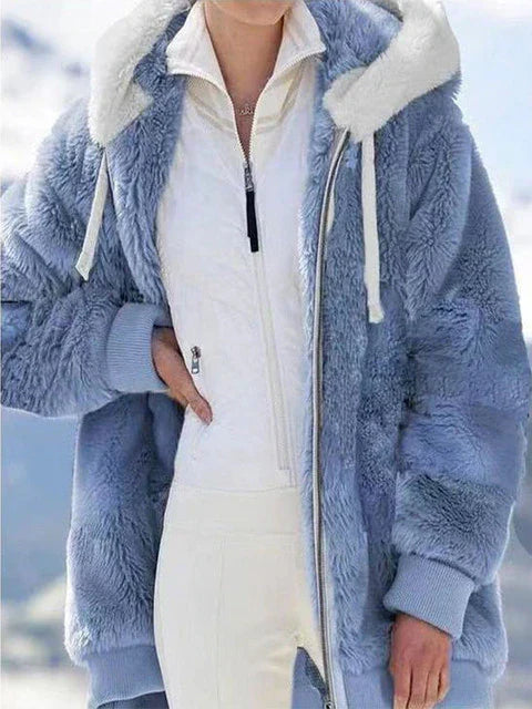 Amalie Fluffy Hooded Zip Jacket