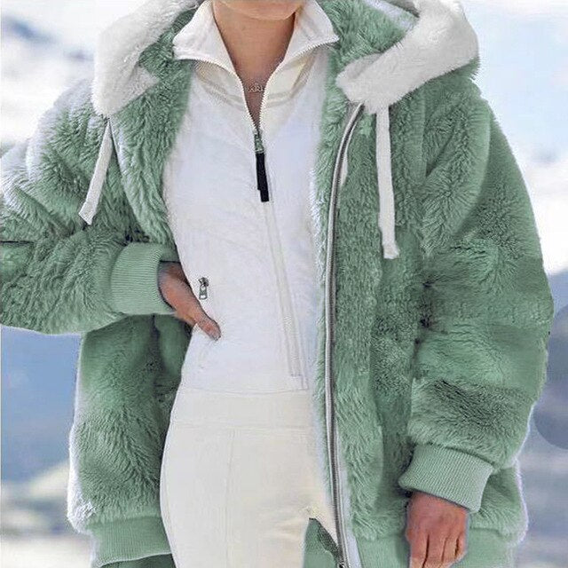 Amalie Fluffy Hooded Zip Jacket