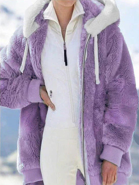 Amalie Fluffy Hooded Zip Jacket
