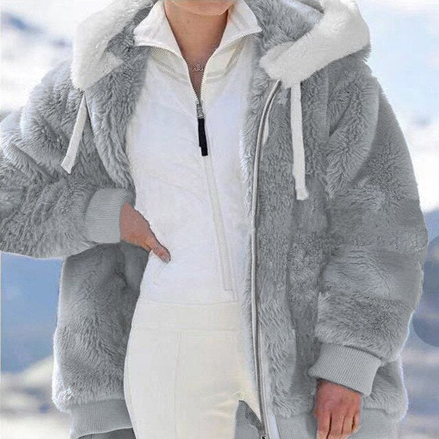 Amalie Fluffy Hooded Zip Jacket