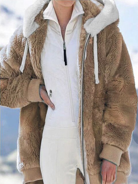 Amalie Fluffy Hooded Zip Jacket