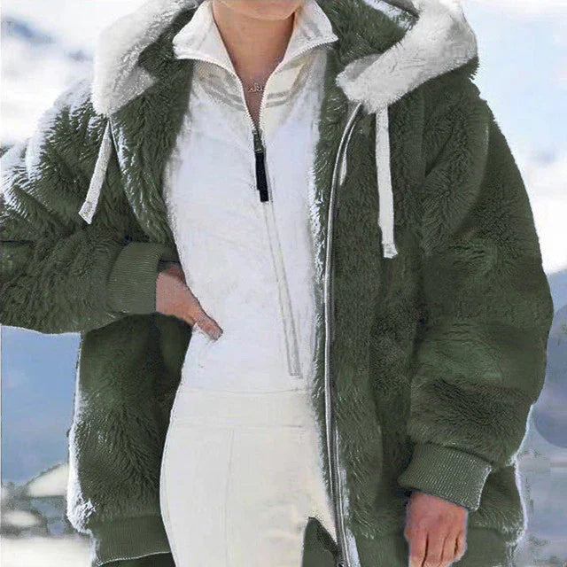 Amalie Fluffy Hooded Zip Jacket