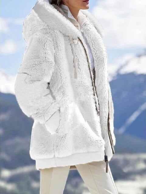 Amalie Fluffy Hooded Zip Jacket