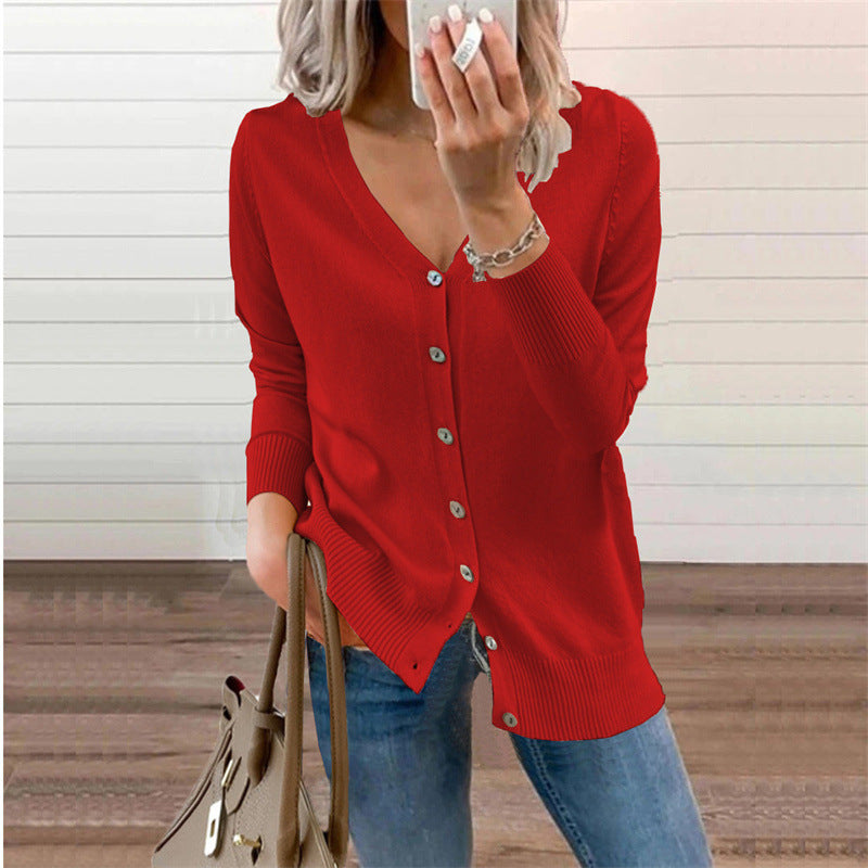 Hollis Deep V Neck Button Cardigan
