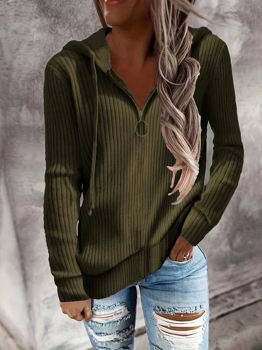 Corisande Ribbed Knit Zip Up Hoodie