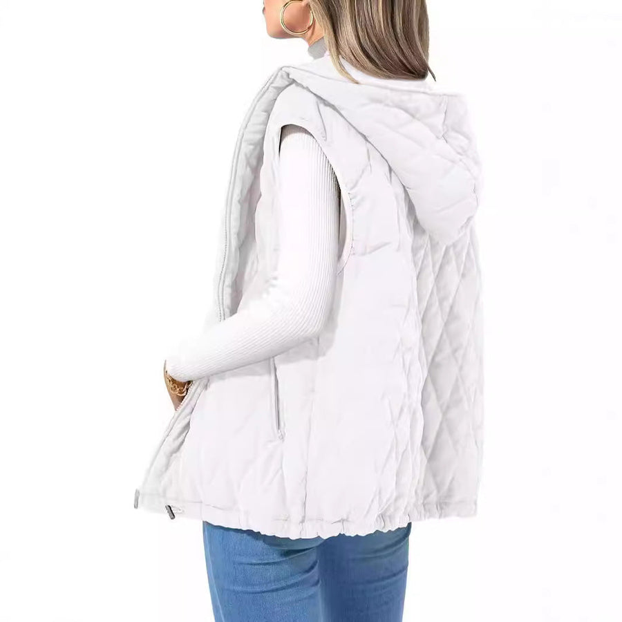 Eulalia Quilted Hooded Vest with Pockets