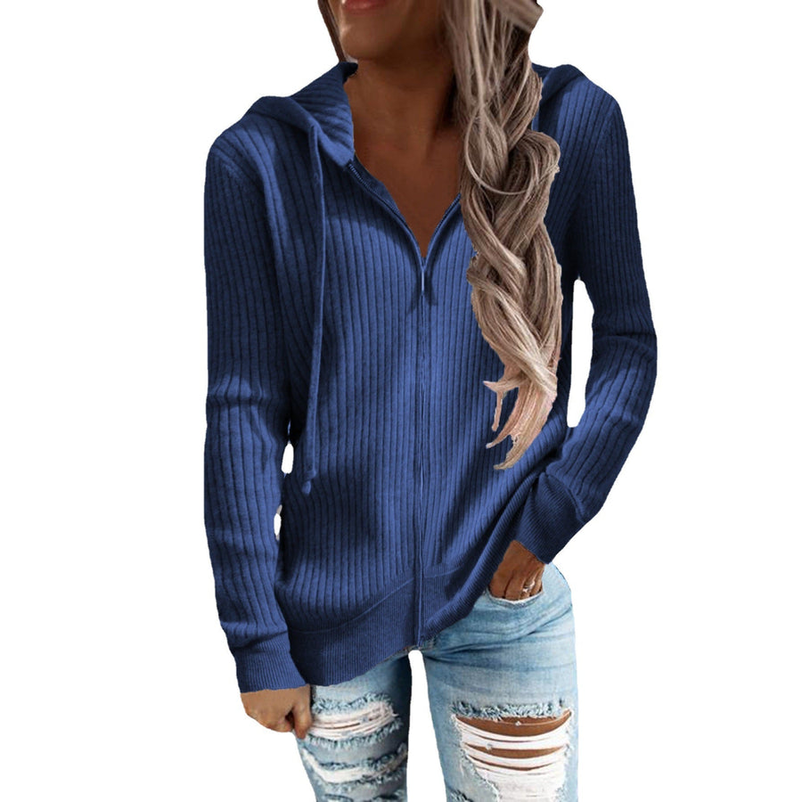 Celandine Sporty Ribbed Hooded Jacket with Pockets