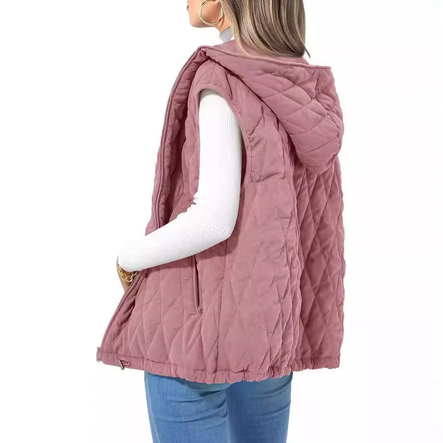 Eulalia Quilted Hooded Vest with Pockets