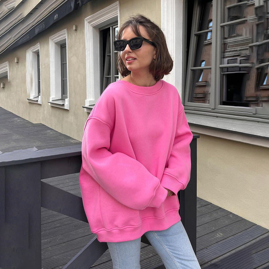 Wenna Oversized Fleece Sweatshirt with High Collar