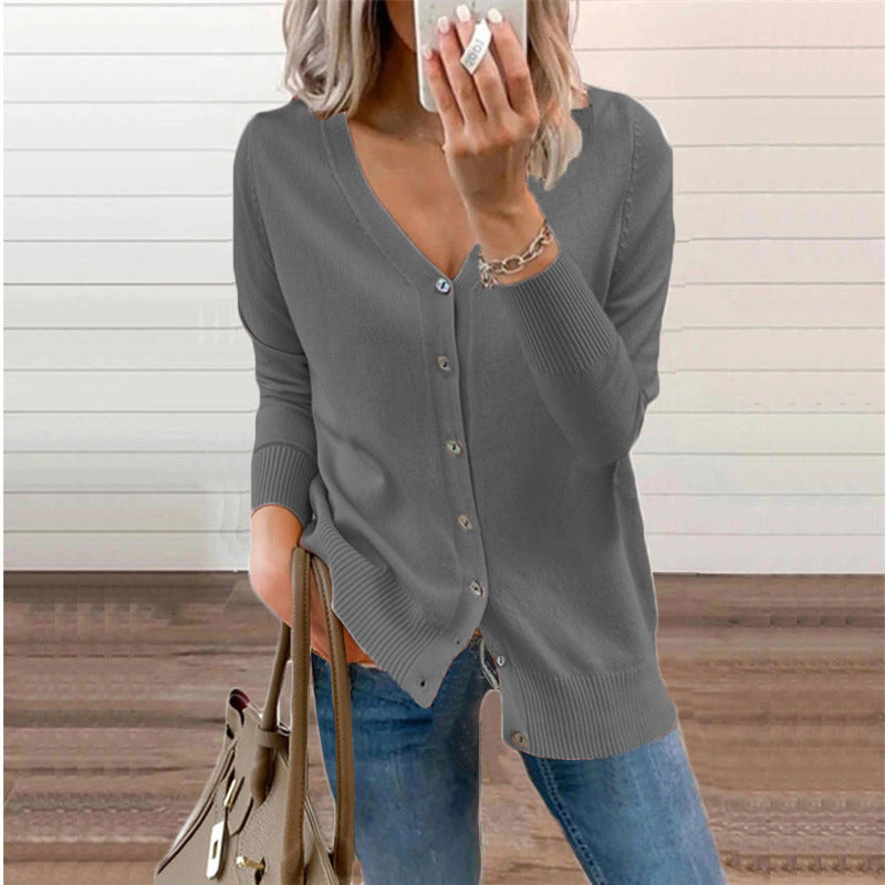 Hollis Deep V Neck Button Cardigan