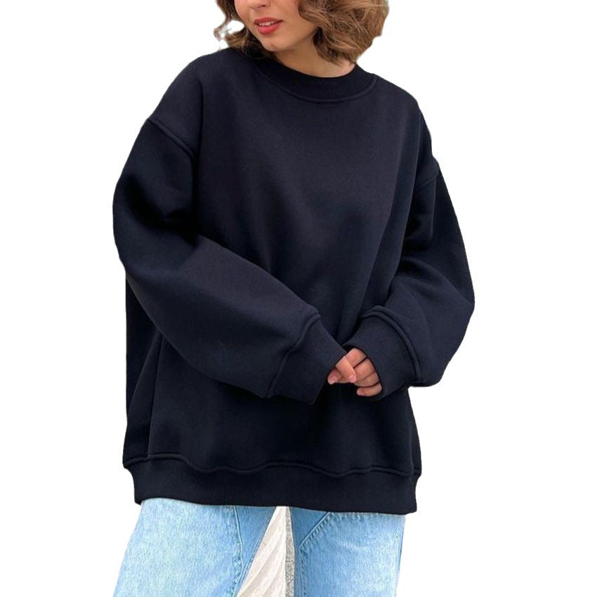 Wenna Oversized Fleece Sweatshirt with High Collar