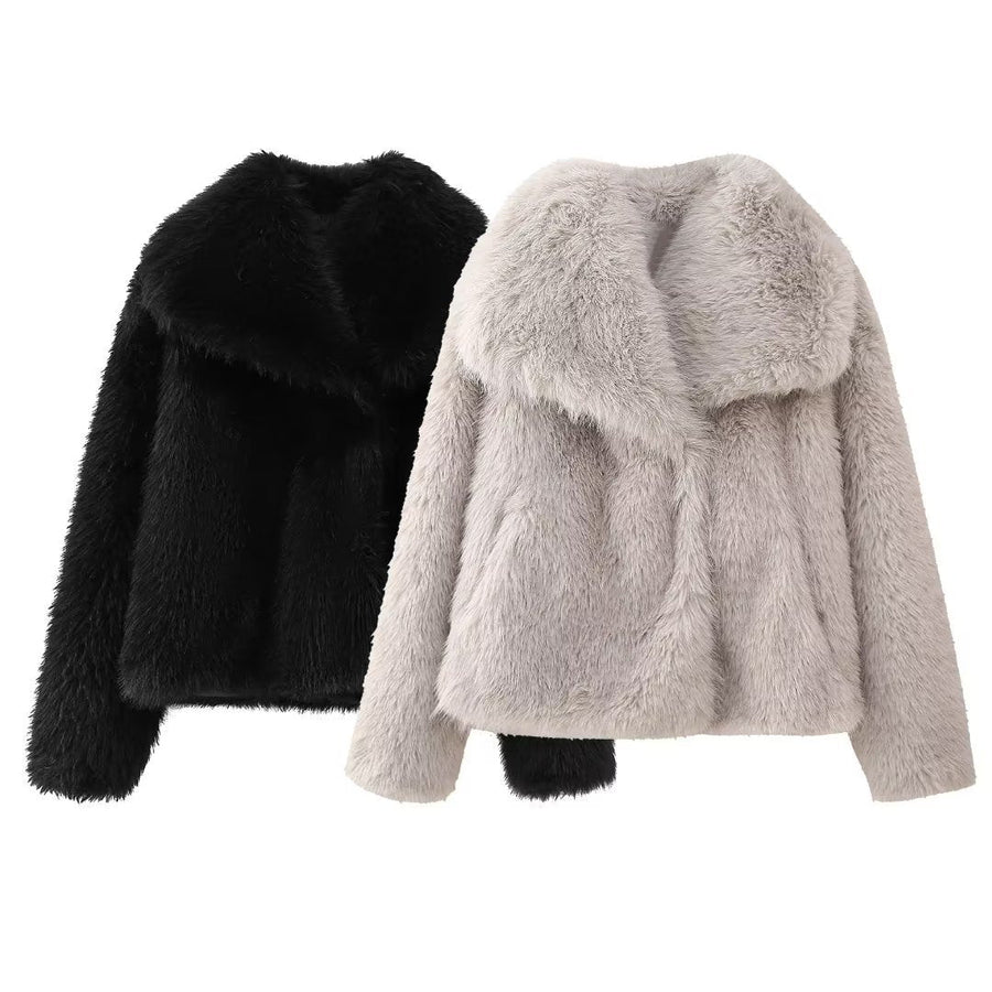Elva Cropped Faux Fur Jacket