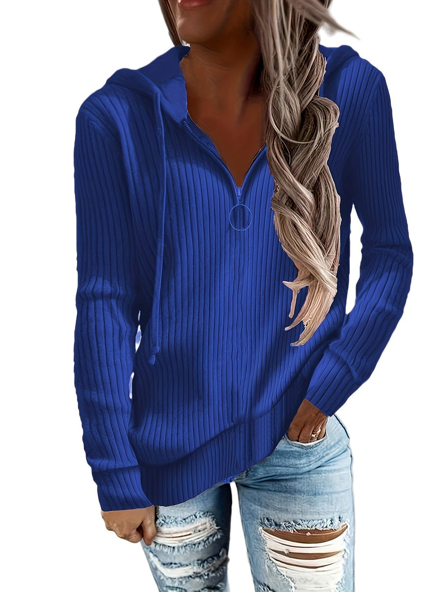Corisande Ribbed Knit Zip Up Hoodie