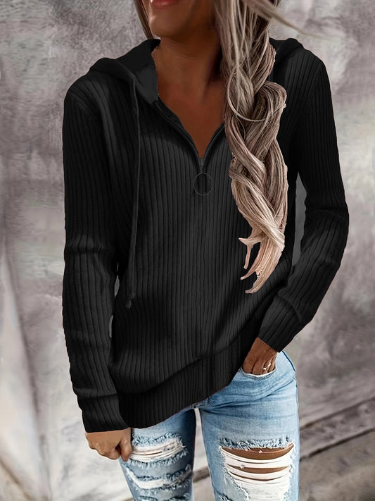 Corisande Ribbed Knit Zip Up Hoodie